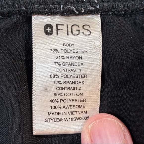 Figs Zamora Jogger Scrub Pants Black Size Small Drawstring Style: W18SW2005 - Picture 6 of 7